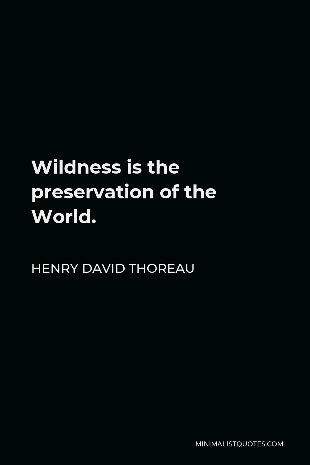 Henry David Thoreau Quote - Wildness is the preservation of the World.