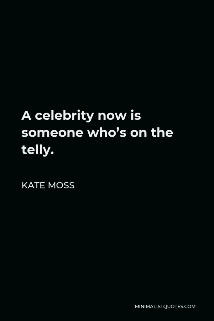 Kate Moss Quote - A celebrity now is someone who’s on the telly.