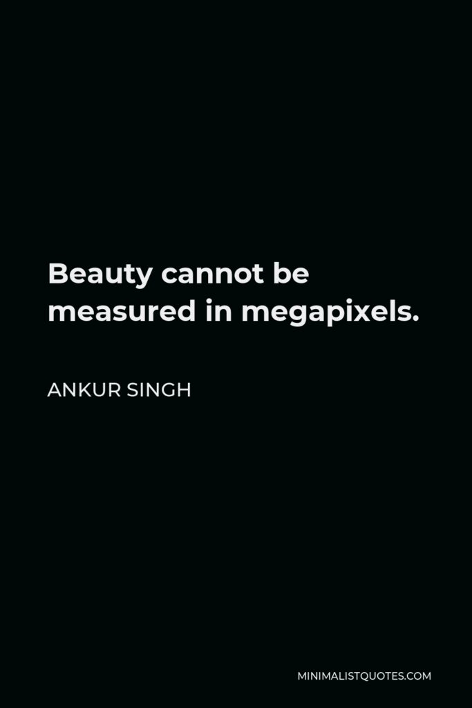 Ankur Singh Quote - Beauty cannot be measured in megapixels.