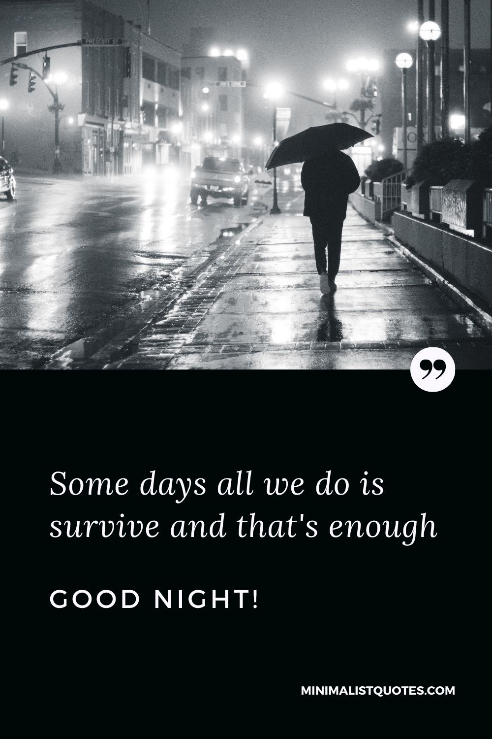 Good Night Quote, Wish & Message With Image: Some days all we do is survive and that's enough. Good Night!