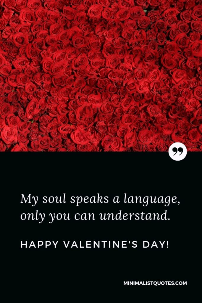 Valentine's Day Quote, Wish & Message With Image: My soul speaks a language, only you can understand. Happy Valentine's Day!