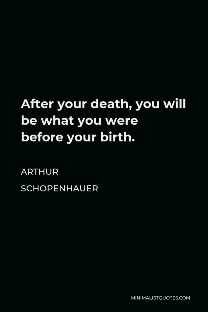 Arthur Schopenhauer Quote - After your death, you will be what you were before your birth.