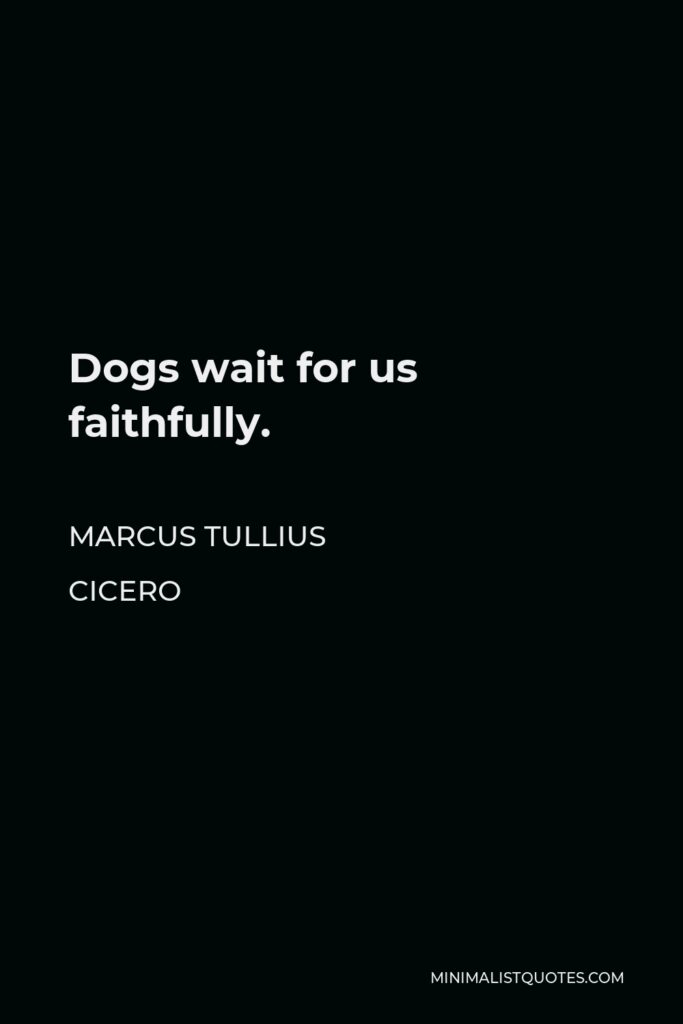 Marcus Tullius Cicero Quote - Dogs wait for us faithfully.