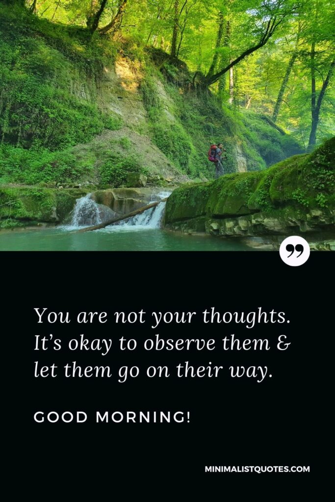 Let Go Morning Quote & Message: You are not your thoughts. It’s okay to observe them & let them go on their way. Good Morning!