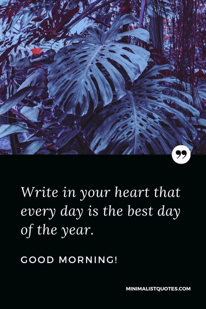 Good Morning Quote, Wish & Message: Write in your heart that every day is the best day of the year. Good Morning!