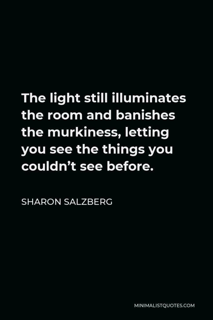Sharon Salzberg Quote - The light still illuminates the room and banishes the murkiness, letting you see the things you couldn’t see before.