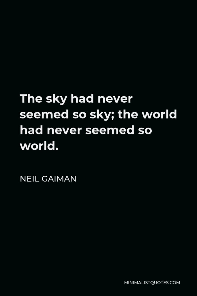 Neil Gaiman Quote - The sky had never seemed so sky; the world had never seemed so world.