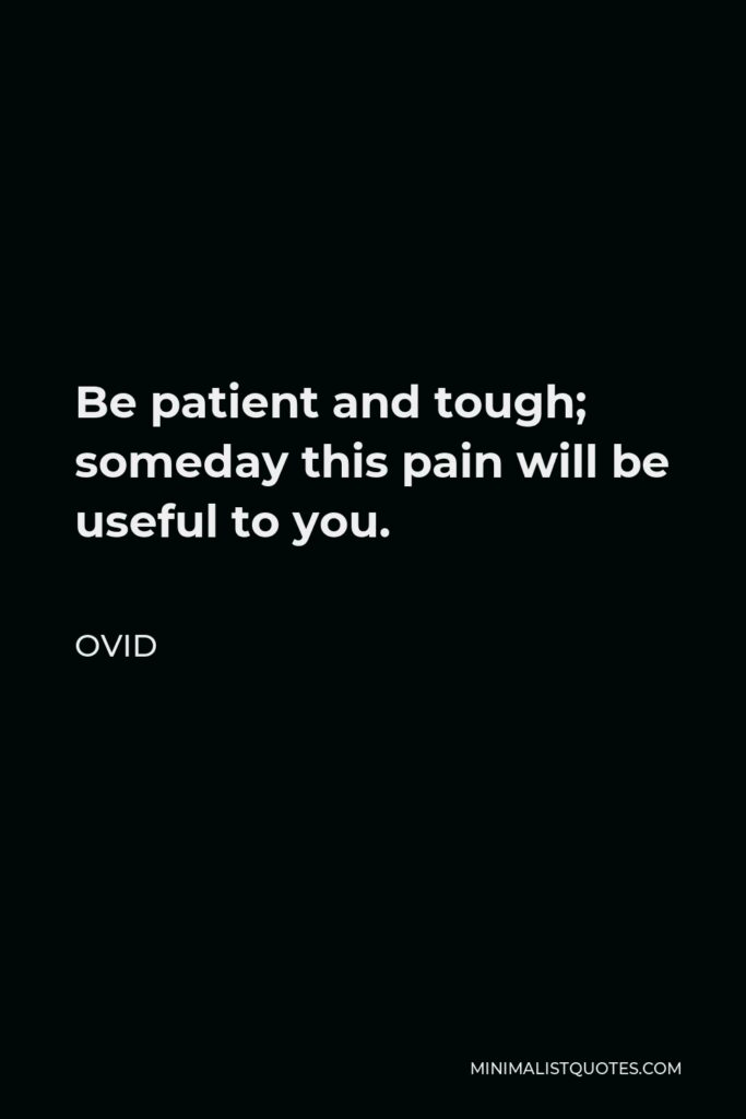 Ovid Quote - Be patient and tough; someday this pain will be useful to you.