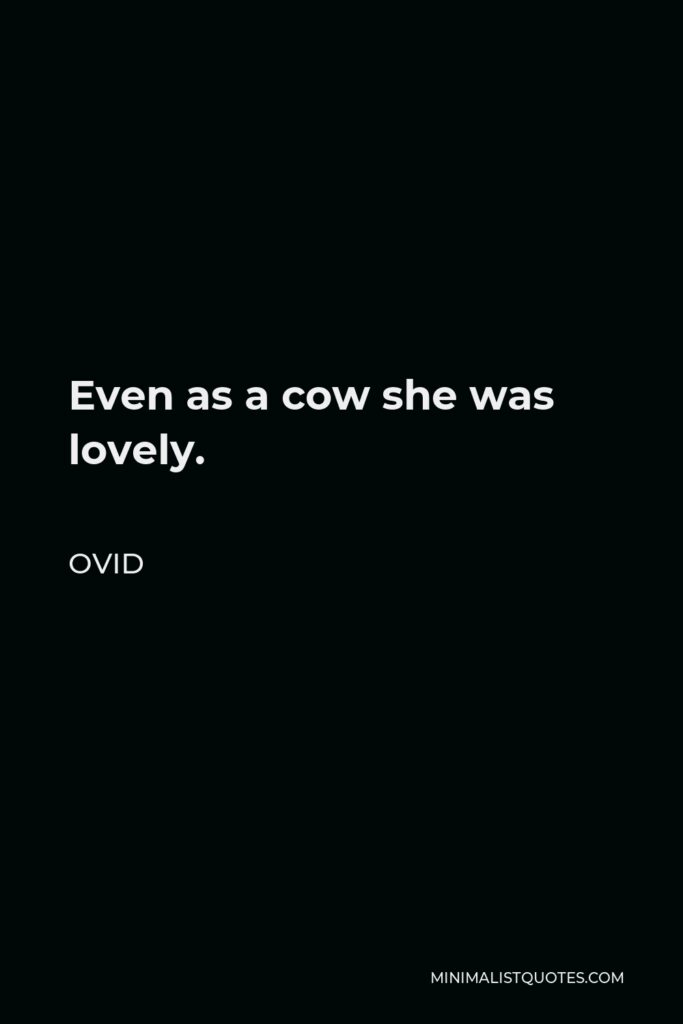 Ovid Quote - Even as a cow she was lovely.