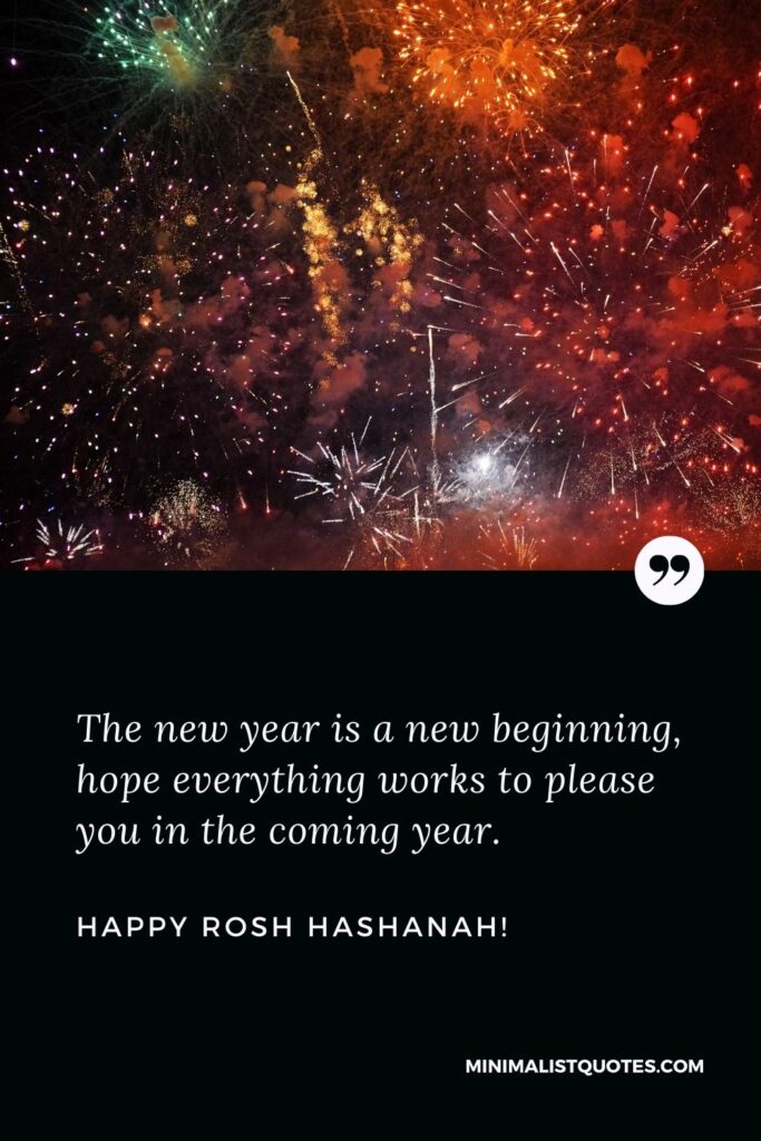 Greetings for Rosh Hashanah in English: The new year is a new beginning, hope everything works to please you in the coming year. Happy Rosh Hashanah!