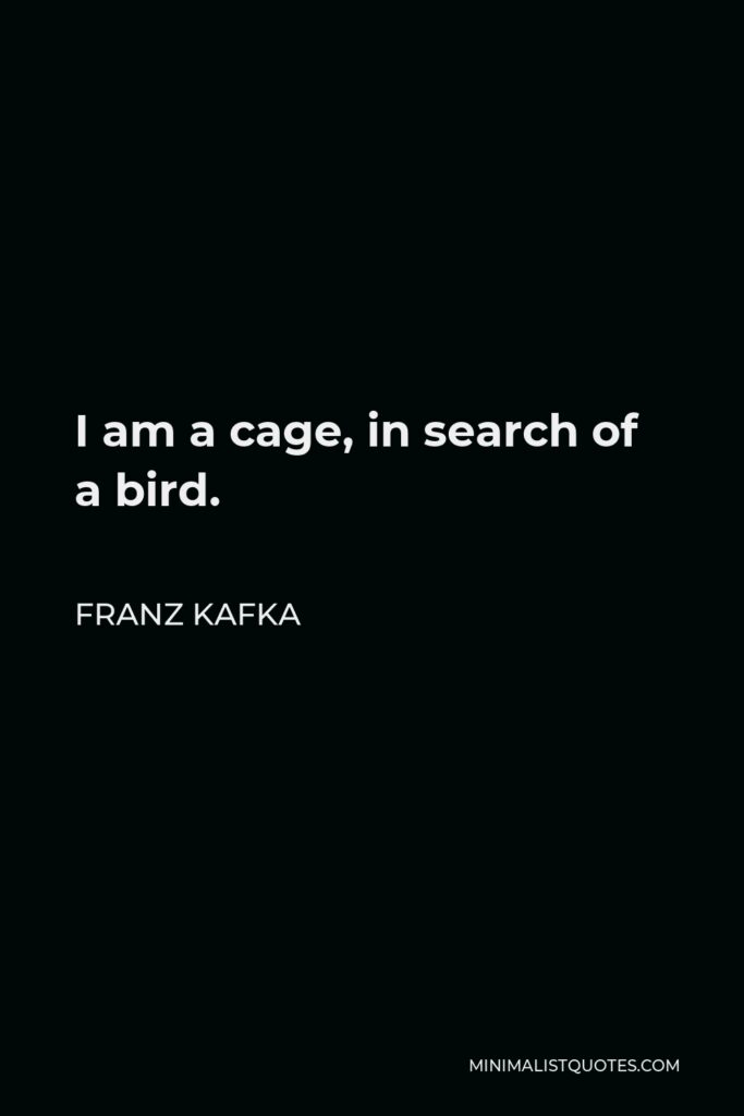 Franz Kafka Quote - I am a cage, in search of a bird.