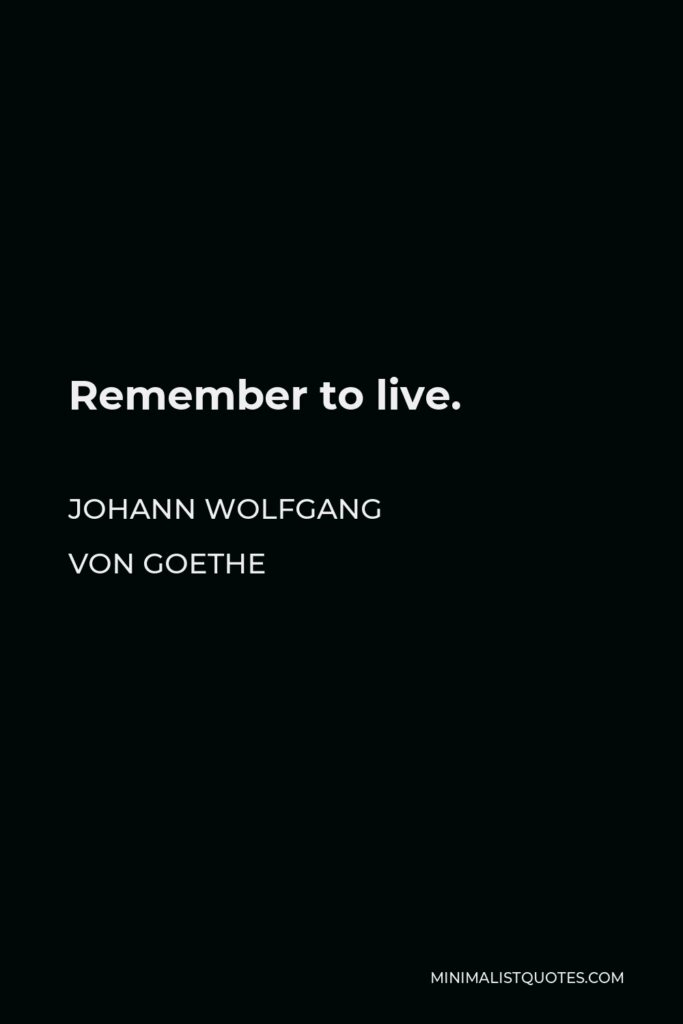 Johann Wolfgang von Goethe Quote - Remember to live.