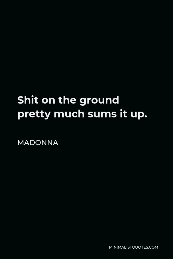 Madonna Quote - Shit on the ground pretty much sums it up.