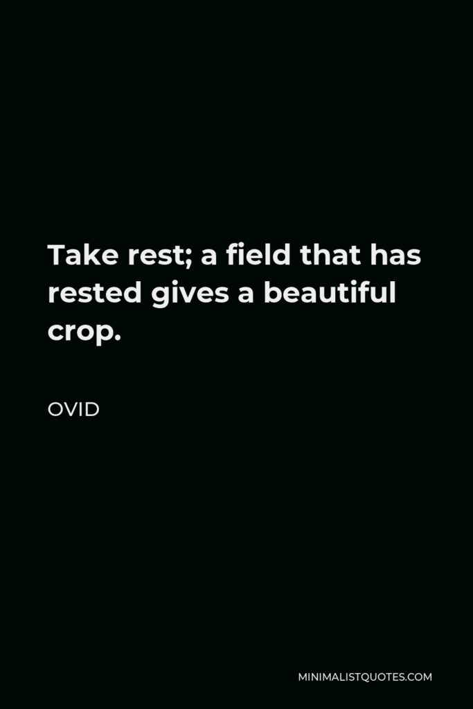 Ovid Quote - Take rest; a field that has rested gives a beautiful crop.