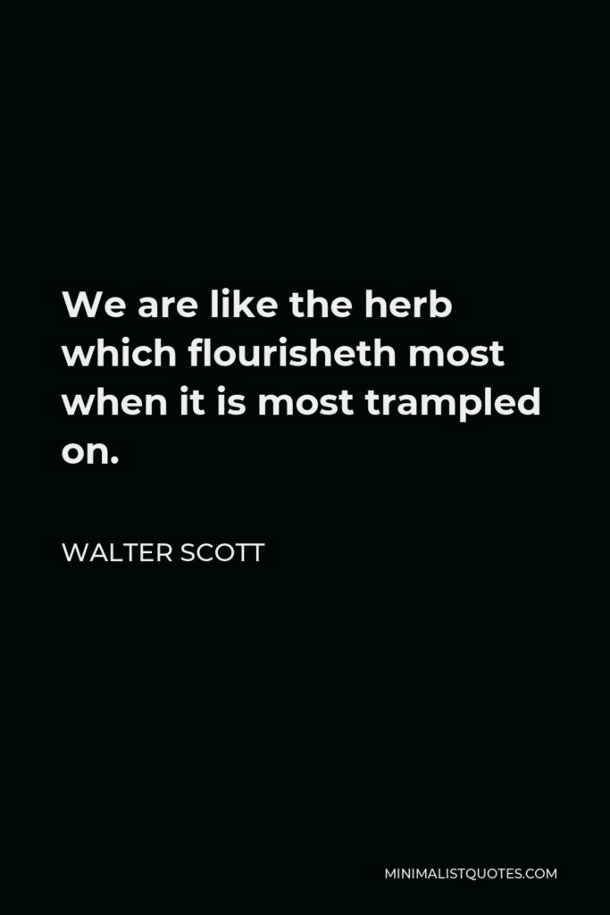 Walter Scott Quote - We are like the herb which flourisheth most when it is most trampled on.