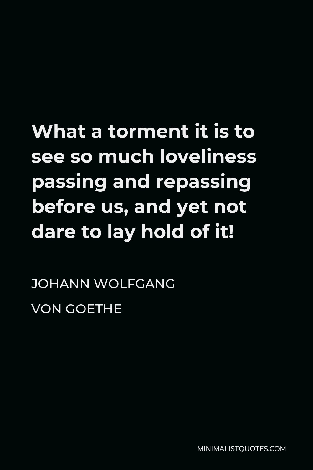 Johann Wolfgang von Goethe Quote: What a torment it is to see so much