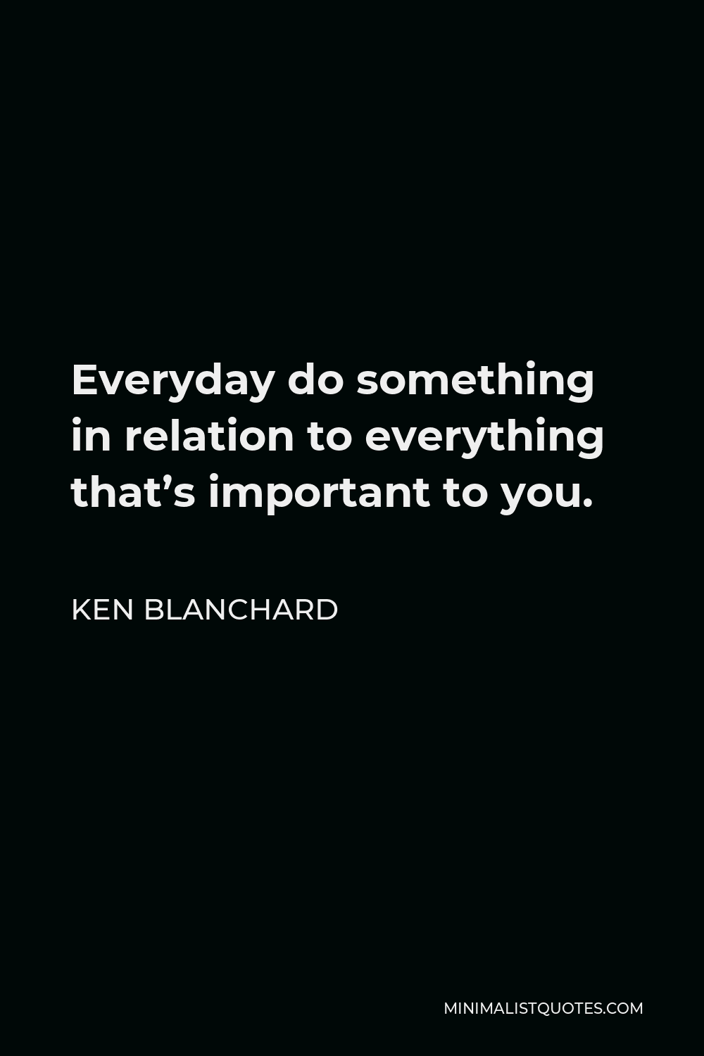 Ken Blanchard Quote - Everyday do something in relation to everything that’s important to you.