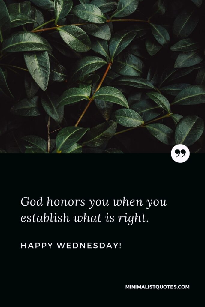 Good morning Wednesday wishes: God honors you when you establish what is right. Happy Wednesday!