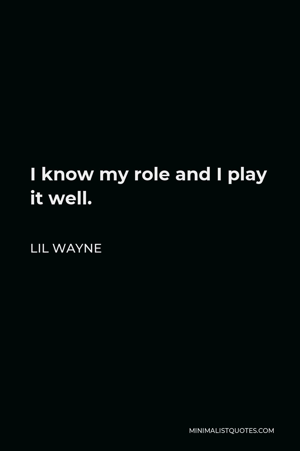 Lil Wayne Quote - I know my role and I play it well.