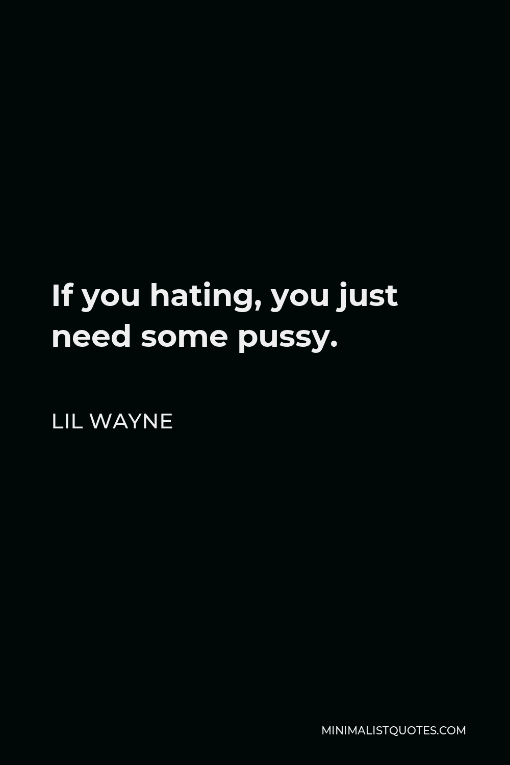 Lil Wayne Quote - If you hating, you just need some pussy.