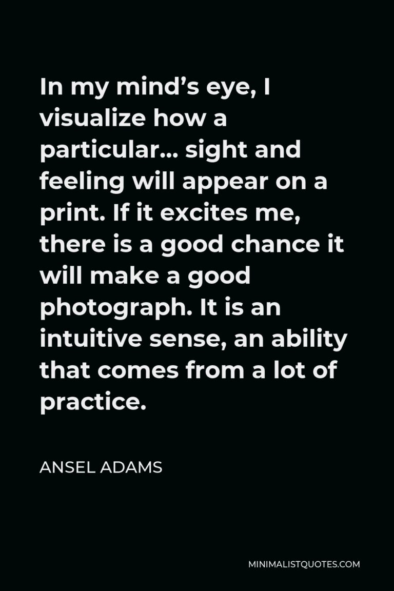 Ansel Adams Quote In my mind's eye, I visualize how a particular