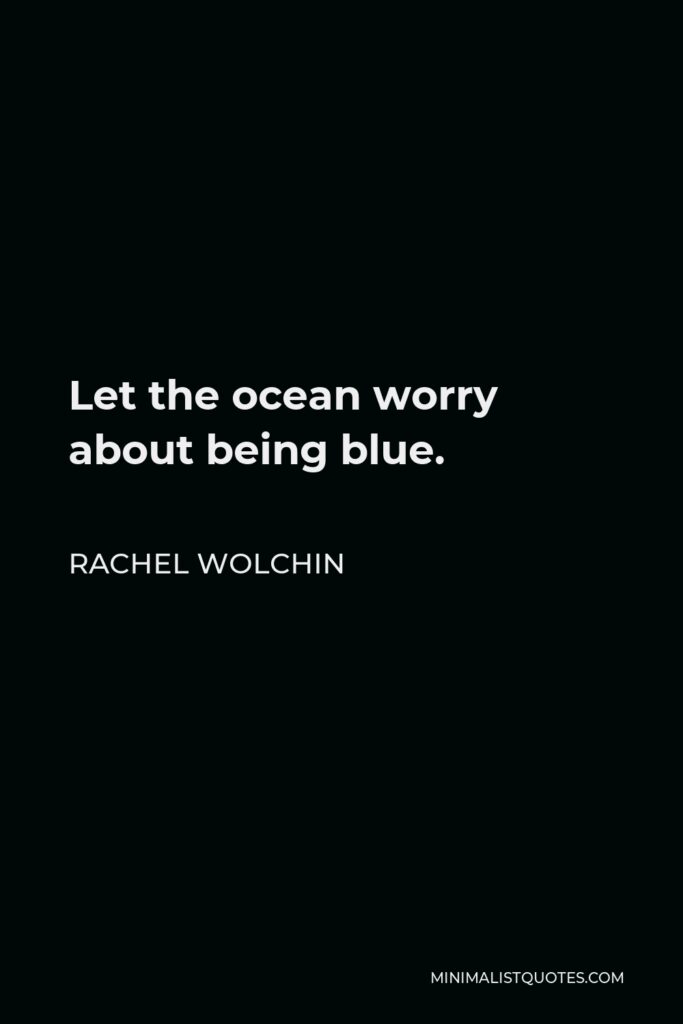 Rachel Wolchin Quote - Let the ocean worry about being blue.