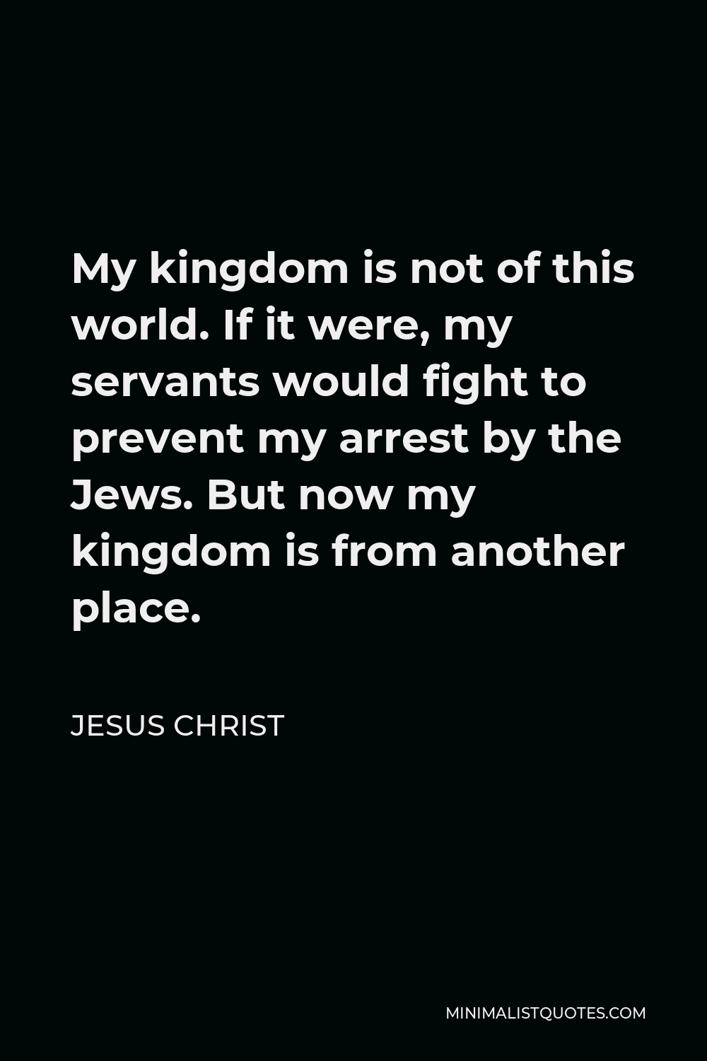 A quote from Jesus Christ: “My kingdom is not of this world:”
