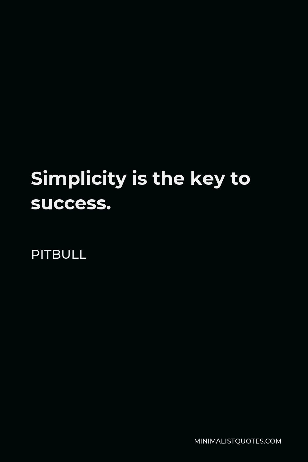 Pitbull Quote - Simplicity is the key to success.