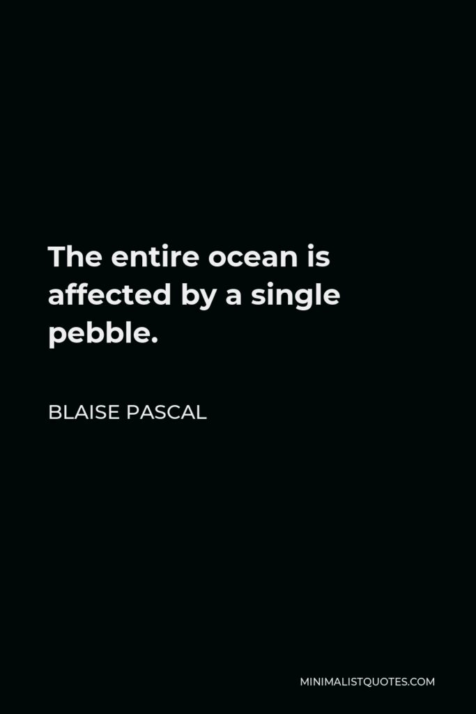 Blaise Pascal Quote - The entire ocean is affected by a single pebble.