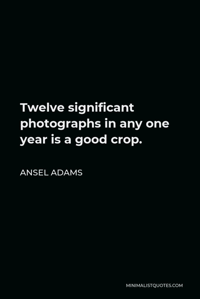 Ansel Adams Quote - Twelve significant photographs in any one year is a good crop.