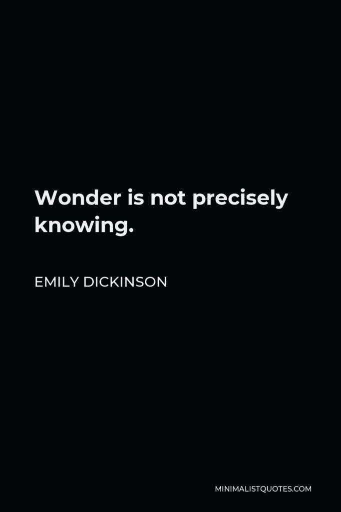 Emily Dickinson Quote - Wonder is not precisely knowing.