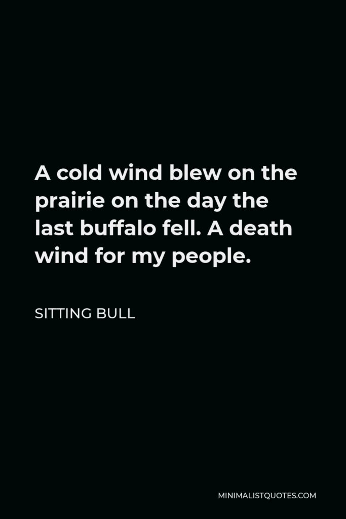 Sitting Bull Quote - A cold wind blew on the prairie on the day the last buffalo fell. A death wind for my people.