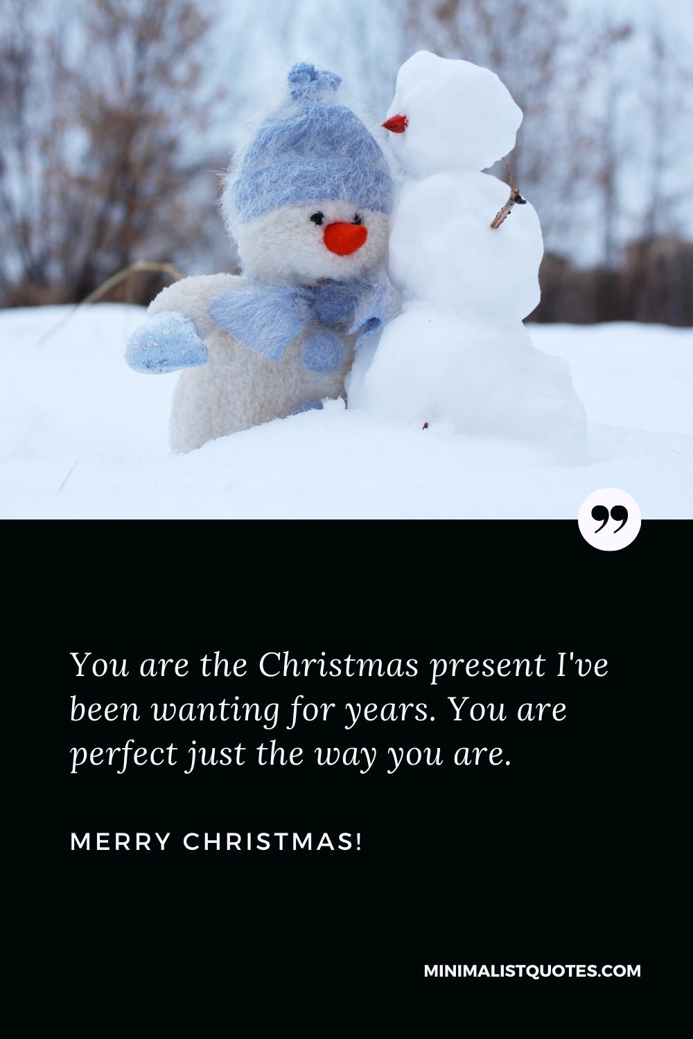 Christmas love quotes: You are the Christmas present I've been wanting for years. You are perfect just the way you are. Merry Christmas!