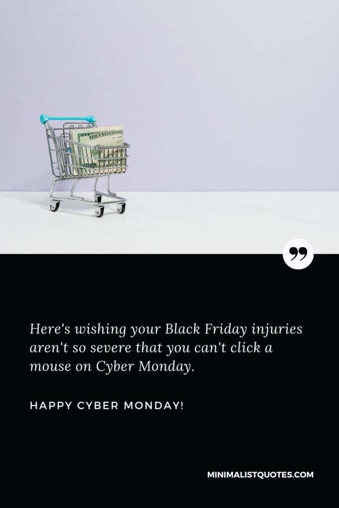 Cyber Monday Quote: Here's wishing your Black Friday injuries aren't so severe that you can't click a mouse on Cyber Monday. Happy Cyber Monday!