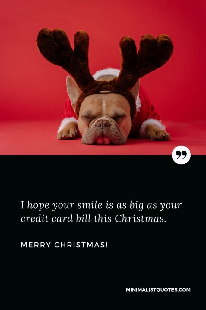 Funny Christmas Wishes: I hope your smile is as big as your credit card bill this Christmas. Merry Christmas!