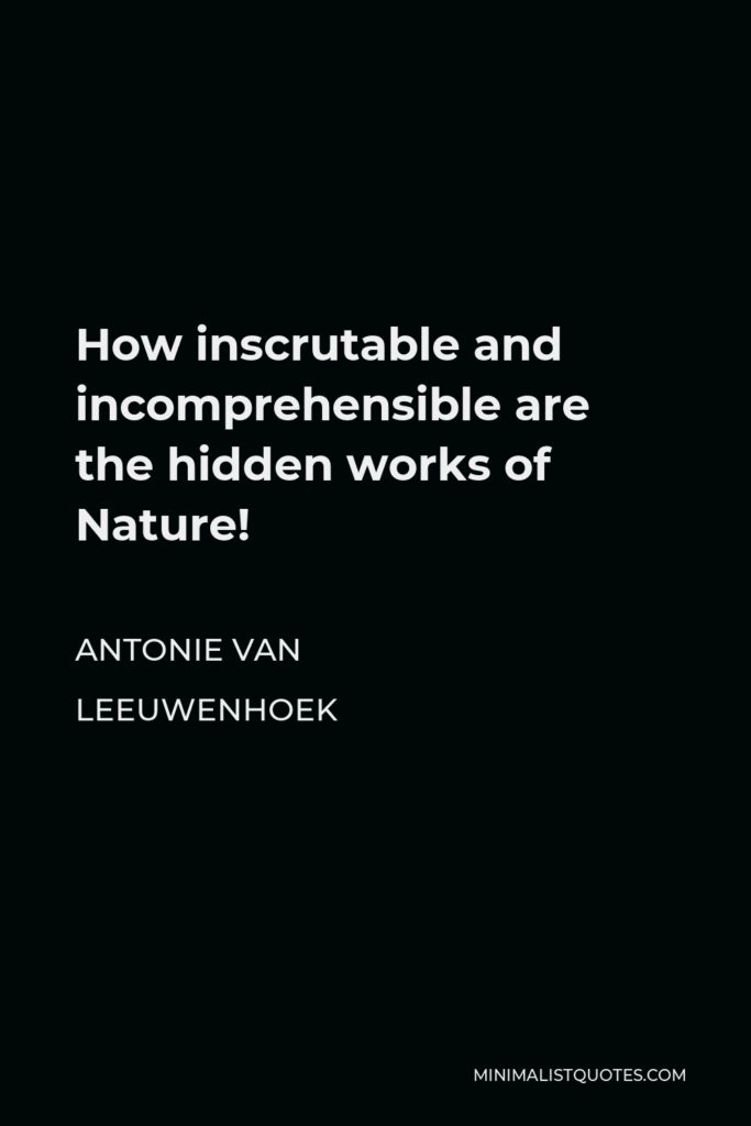 Antonie van Leeuwenhoek Quote - How inscrutable and incomprehensible are the hidden works of Nature!