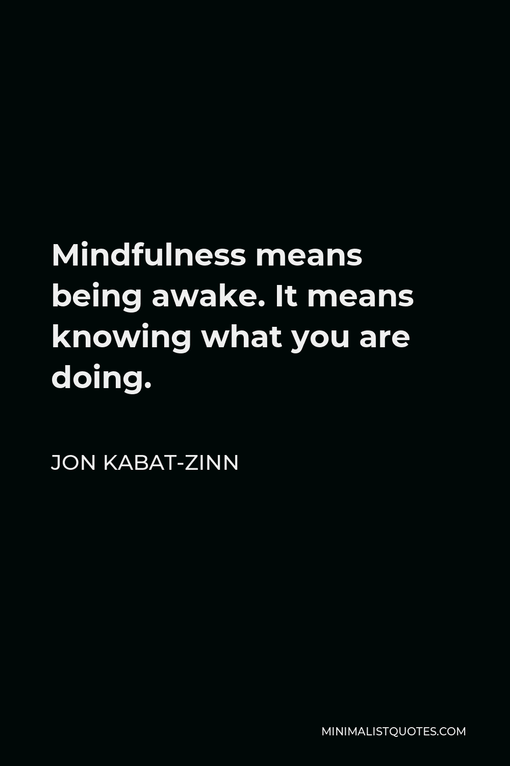 Jon Kabat-Zinn Quote - Mindfulness means being awake. It means knowing what you are doing.