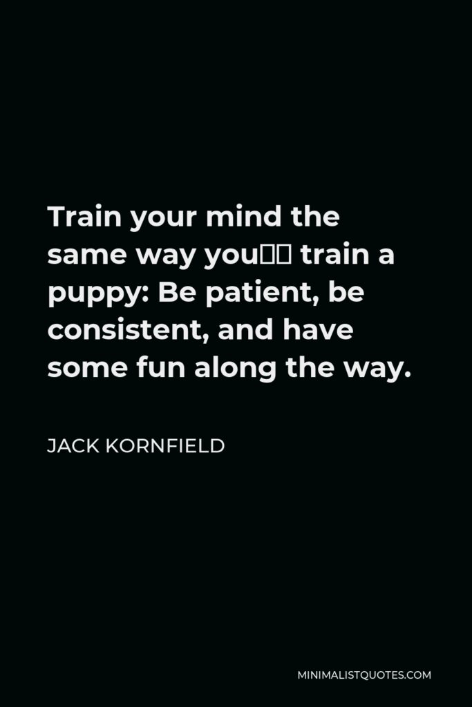 Jack Kornfield Quote - Train your mind the same way you’d train a puppy: Be patient, be consistent, and have some fun along the way.