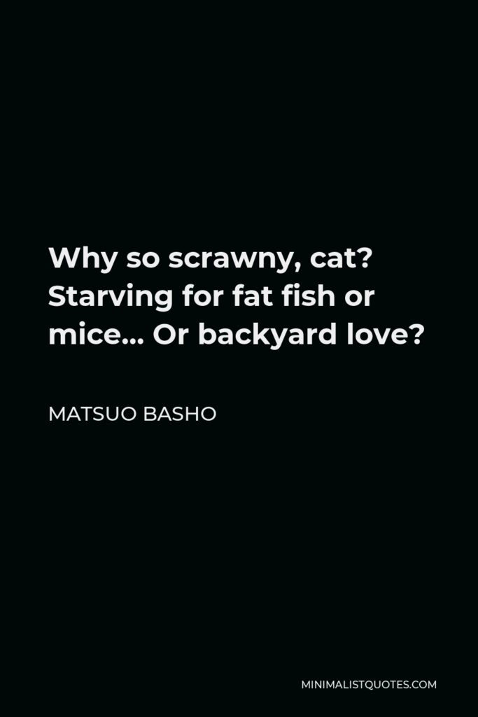 Matsuo Basho Quote - Why so scrawny, cat? Starving for fat fish or mice… Or backyard love?