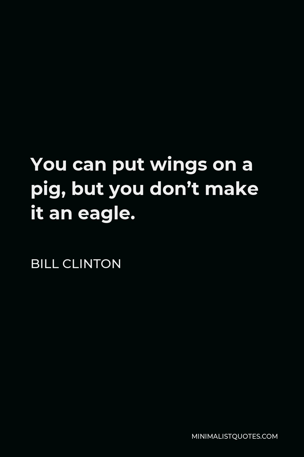 Bill Clinton Quote - You can put wings on a pig, but you don’t make it an eagle.