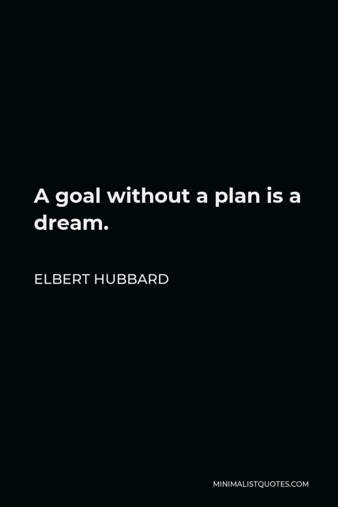 Elbert Hubbard Quote - A goal without a plan is a dream.