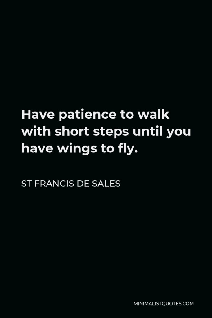 St Francis De Sales Quote - Have patience to walk with short steps until you have wings to fly.
