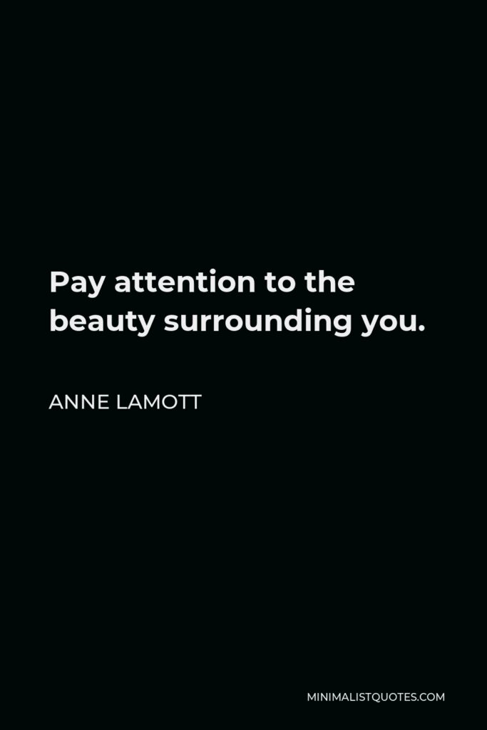 Anne Lamott Quote - Pay attention to the beauty surrounding you.