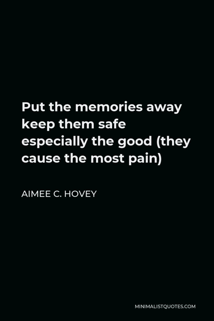 Aimee C. Hovey Quote - Put the memories away keep them safe especially the good (they cause the most pain)