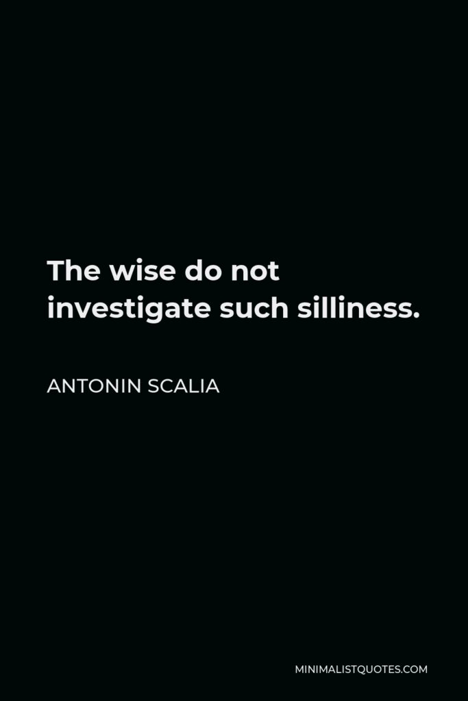 Antonin Scalia Quote - The wise do not investigate such silliness.