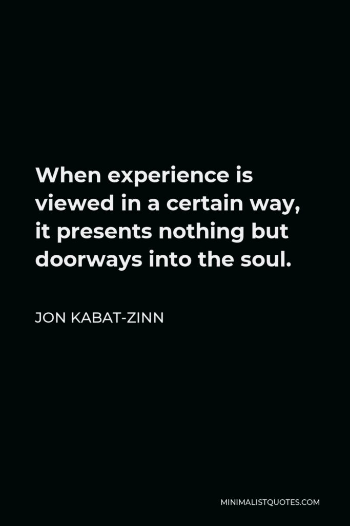 Jon Kabat-Zinn Quote - When experience is viewed in a certain way, it presents nothing but doorways into the soul.