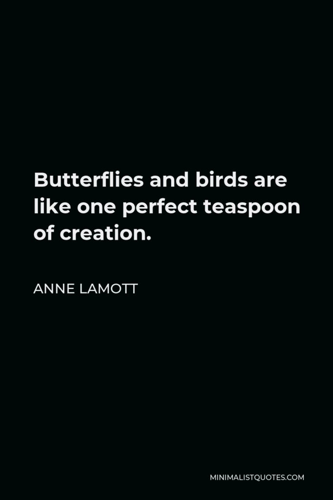 Anne Lamott Quote - Butterflies and birds are like one perfect teaspoon of creation.