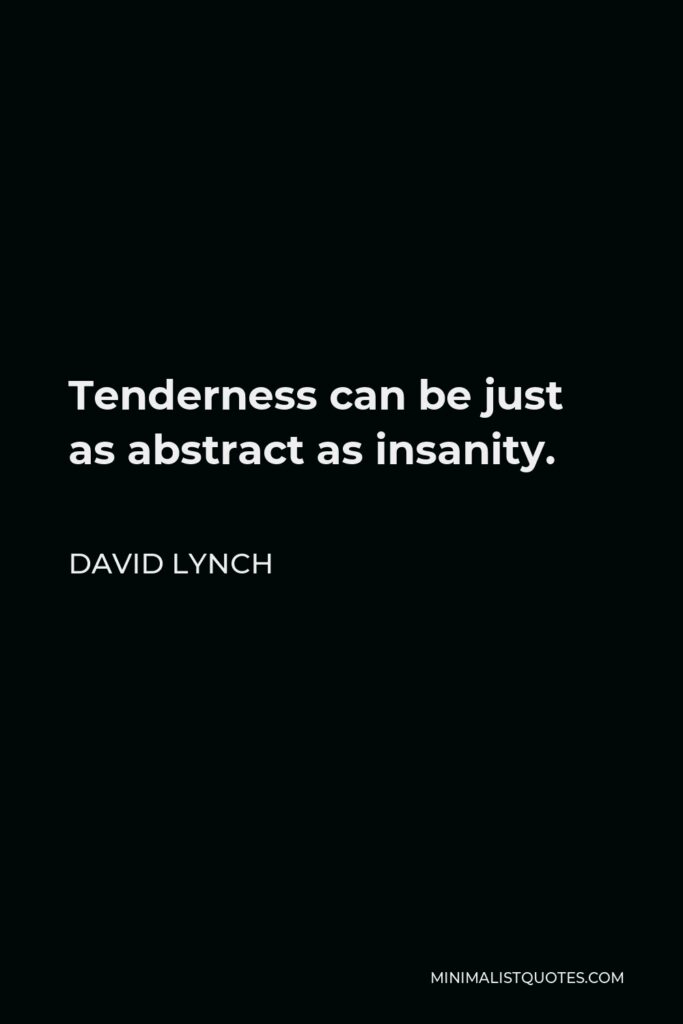 David Lynch Quote - Tenderness can be just as abstract as insanity.