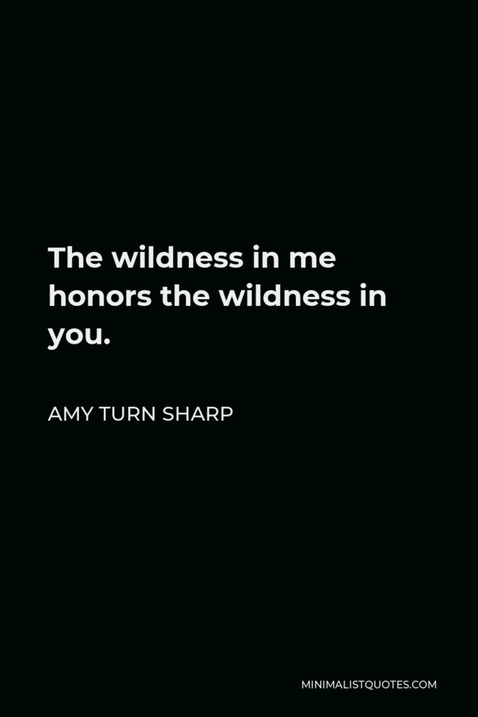 Amy Turn Sharp Quote - The wildness in me honors the wildness in you.