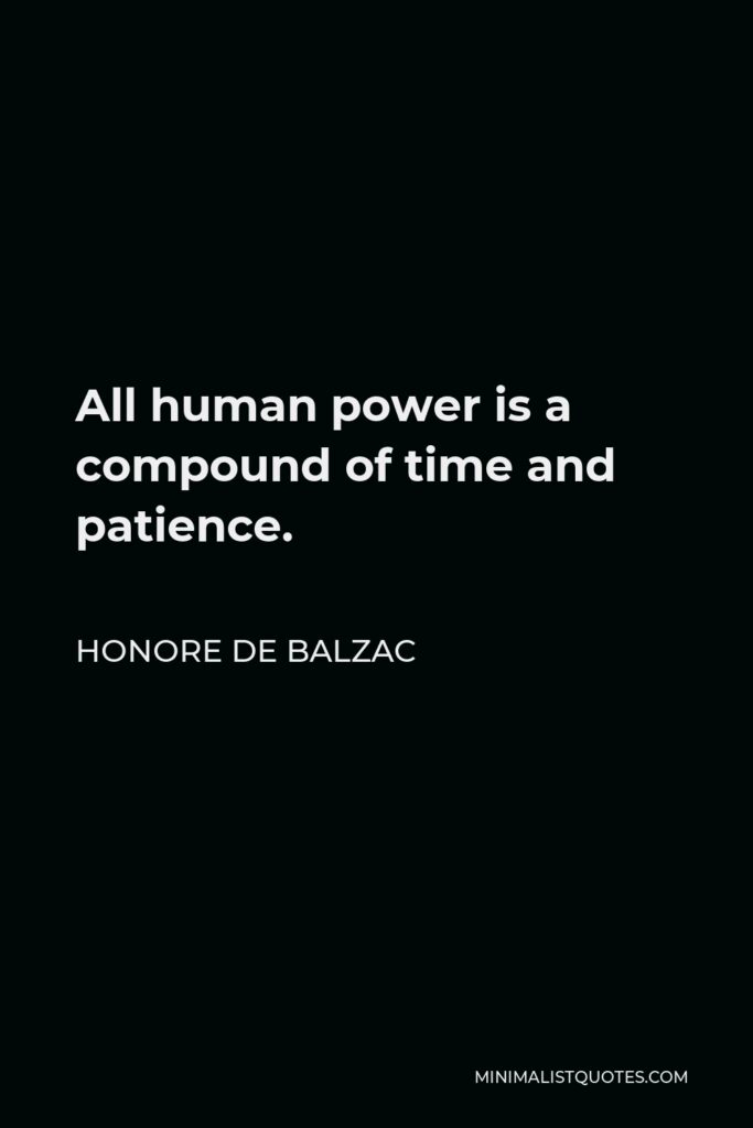 Honore de Balzac Quote - All human power is a compound of time and patience.